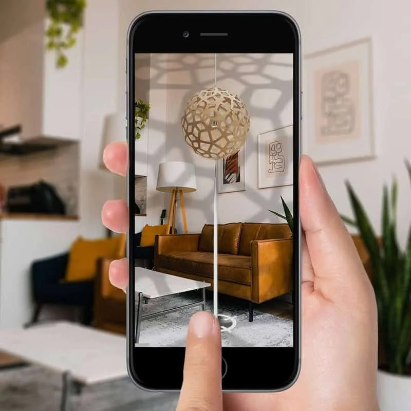 Placing a David Trubridge light above a sofa on a phone