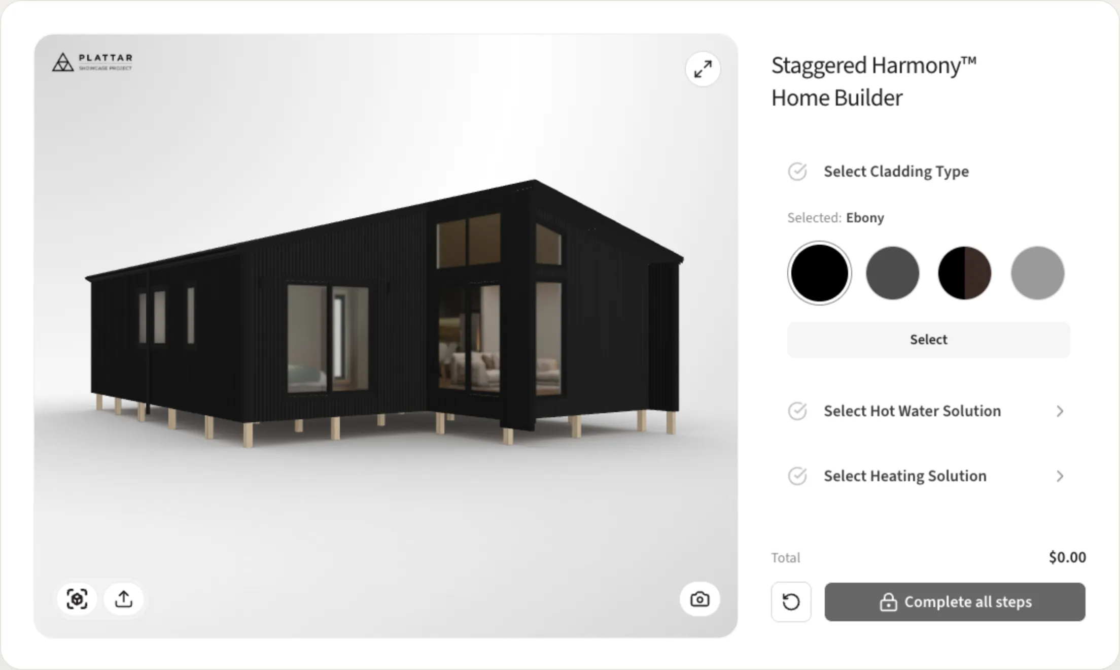 The Seventy Squares Staggered Harmony home in a live 3D configurator